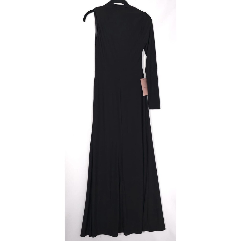 BHLDN x Betsy Adam NEW Maxi Dress 2 Asymm Neck One Shoulder Gown Black A22317